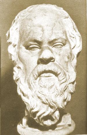 Socrate, testa in marmo di 35 cm., copia romana del III sec. a.C. da un originale greco, Museo Nazionale di Roma