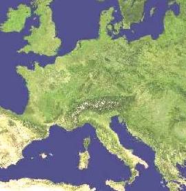 Fotografia satellitare dell'Europa centrale