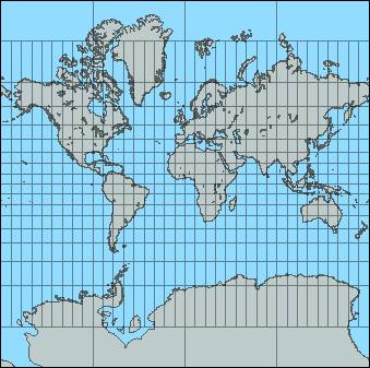 Un mappamondo disegnato secondo la proiezione di Mercator