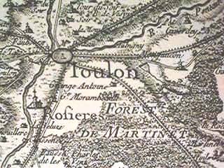 Toulon sur Arroux nella carta della Francia di Cassini (XVIII sec.)
